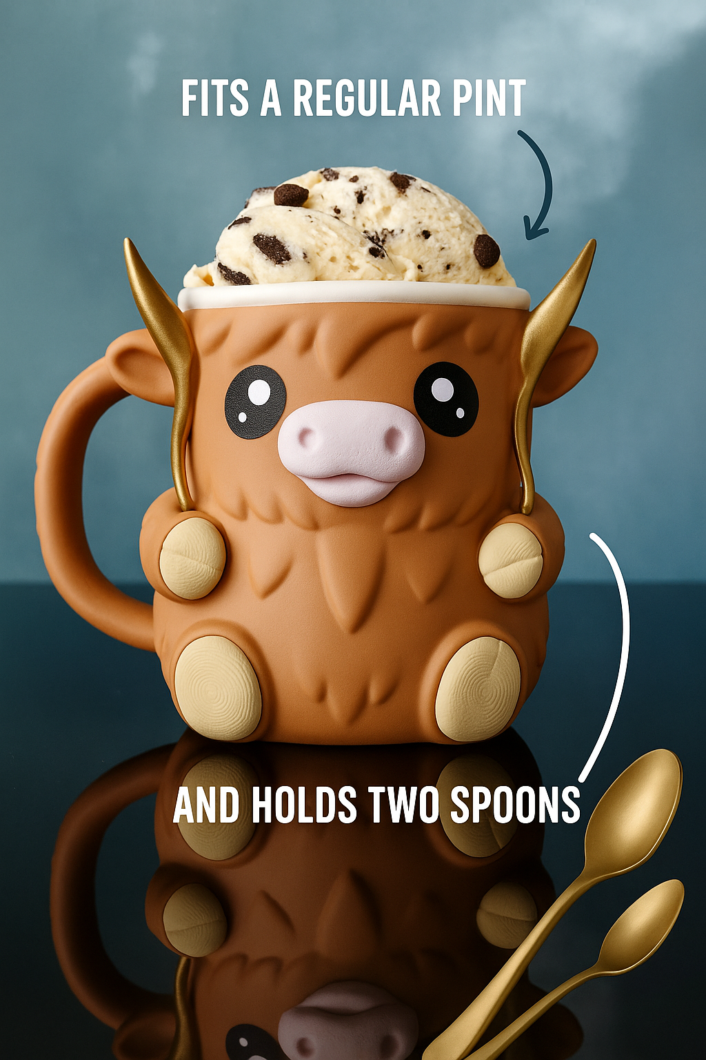 Cozy Highland Cow Ice Cream Pint Holder Mug